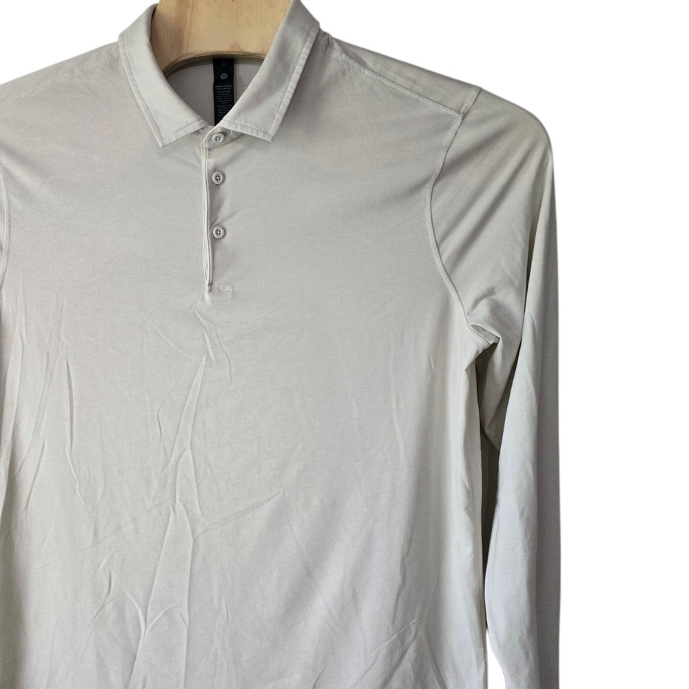 Lululemon Evolution Long Sleeve Polo Shirt XL Bone Beige LM3EQKS Mens Golf